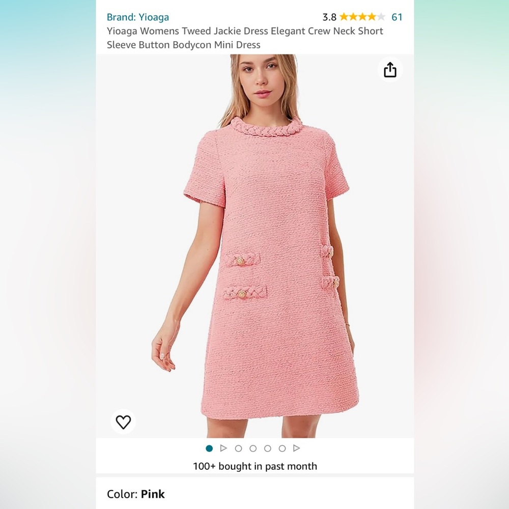 NWT never worn tweed Jackie dress pink size Small